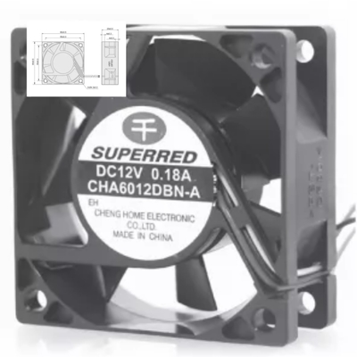 Fã preto do fio de ligação 60x60x25 do ventilador de refrigeração AWG26 da C.C. do aquecedor/micro-ondas/refrigerador 12V