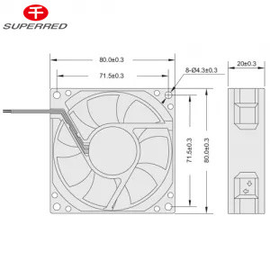 Custom 150g DC Cooler Ventilador Rolamento de Esferas Ou Rolamento de Manga 80x80x20 Ventilador de Refrigeração